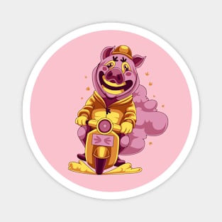 Pig Vespa Rider Magnet